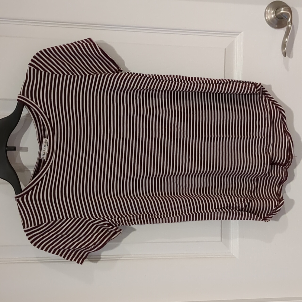 Crown of Hearts Burgundy & White Striped Top - XL